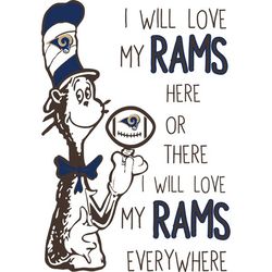 I Will Love My Rams Here Or There, I Will Love My Rams Everywhere Svg, Dr Seuss Svg, Sport Svg, Digital download