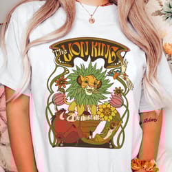 retro 70s the lion king floral comfort colors shirt, simba timon pumba shirt