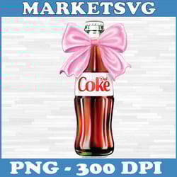 diet coke png, classic bottle with pink coquette bow png, digital file, png high quality, sublimation, instant download