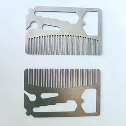 stainless steel wallet multitool comb card with bottle opener for beard grooming & everyday carry