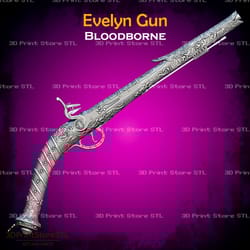 evelyn gun cosplay bloodborne - stl file 3d print model