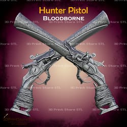 hunter pistol cosplay bloodborne - stl file 3d print model