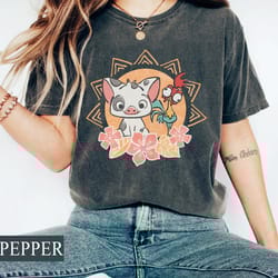 adorable hei hei and pua comfort colors, disney moana shirt, disney family shirt