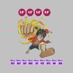 luff monkey anime embroidery design, anime embroidery designs 210