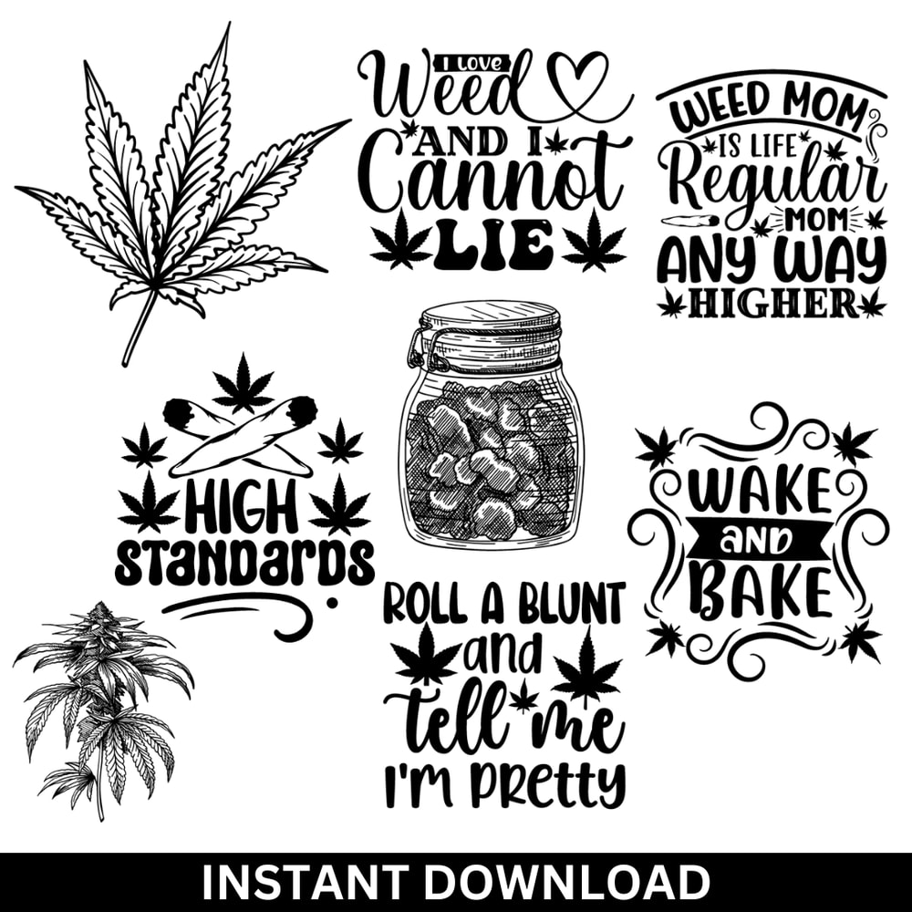 Weed Bundle Svg Marijuana Png Bundle Cannabis Svg Smoke Weed Svg High Svg Rolling Tray Svg Blunt Sv 0