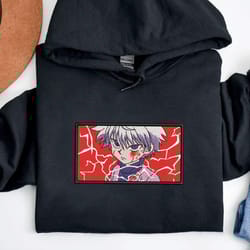 killua zoldyck embroidered crewneck, hunter x hunter embroidered sweatshirt, inspired embroidered manga anime hoodie 2