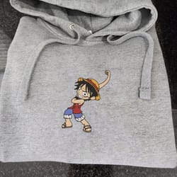 luffy embroidered crewneck, one piece embroidered sweatshirt, inspired embroidered manga anime hoodie 12
