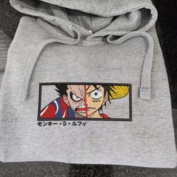 luffy embroidered crewneck, one piece embroidered sweatshirt, inspired embroidered manga anime hoodie 6