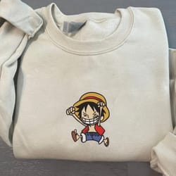 luffy embroidered crewneck, one piece embroidered sweatshirt, inspired embroidered manga anime hoodie 7