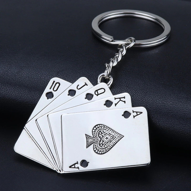 5 Playing Card Keychain For Car Guysblack