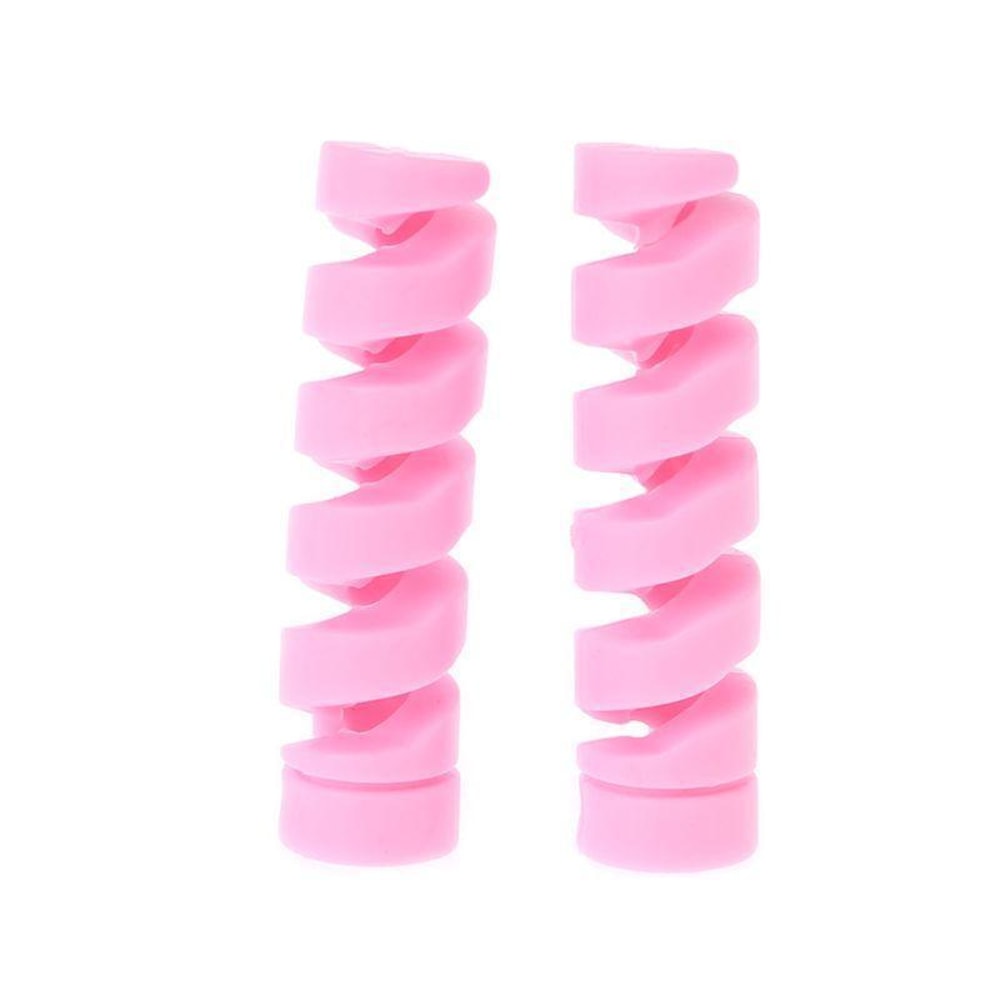 Spiral Cable And Wire Protector For Charger & Earphones pink