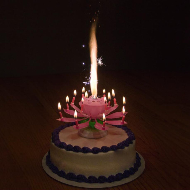 Blooming Musical Flower Birthday Candle  Magic Lotus Candle