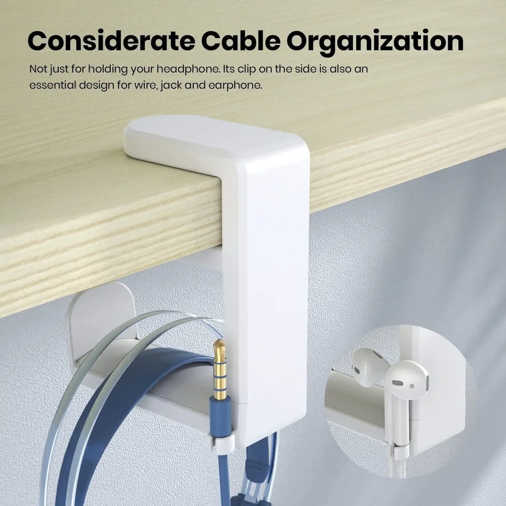 No Punch Table Clip Hook Headphone Holder MultiPurpose Organizer 3