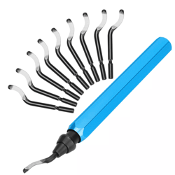 deburring tool with 10pcs hss blades, precision edge remover for metal, aluminum, copper, plastic, and pvc pipes