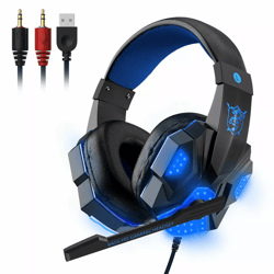 gaming headset with mic, led lights, stereo bass surround for pc, ps4, xbox one