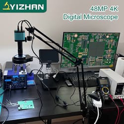 electronics soldering microscope camera, adjustable stand & software for precision pcb inspection