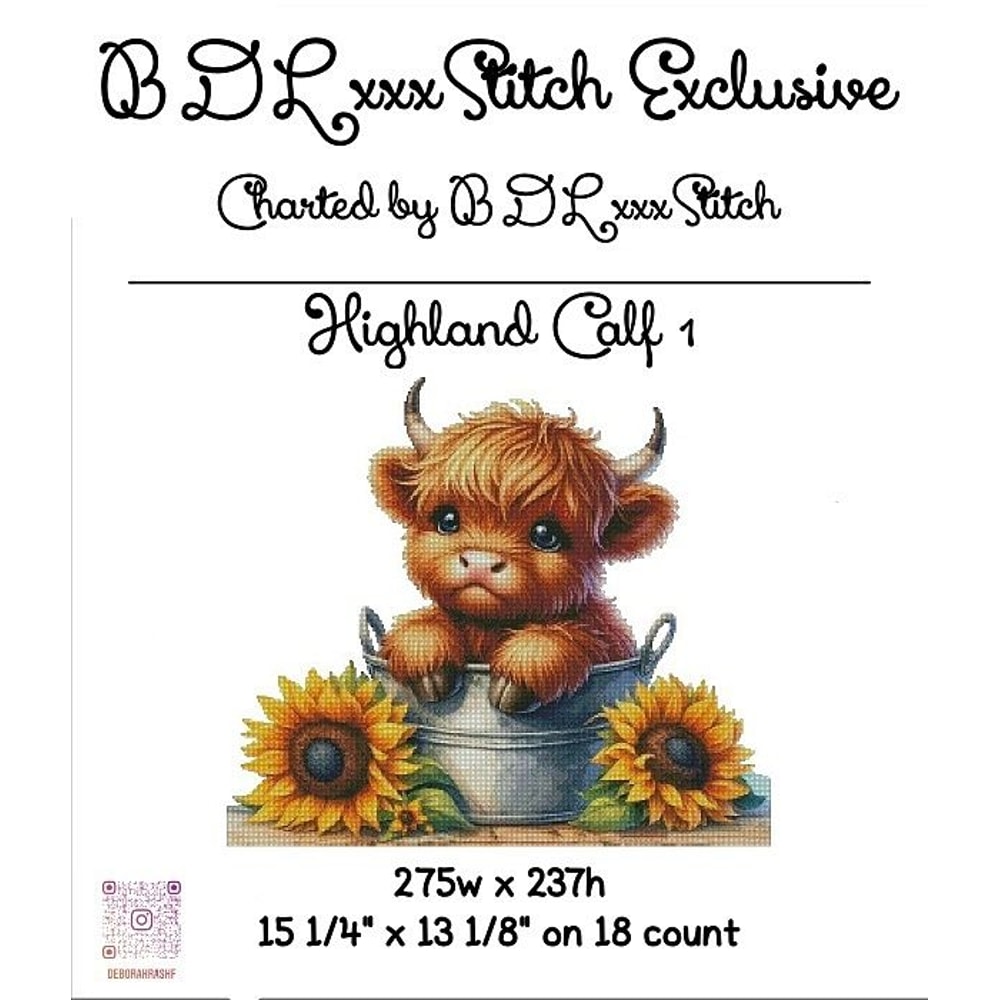 Highland Calf 1 Excluse Cross Stitch Pattern Original Artwork From Designs By Decca 0
