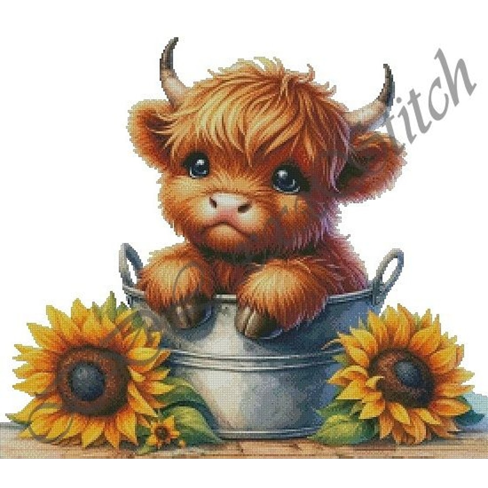 Highland Calf 1 Excluse Cross Stitch Pattern Original Artwork From Designs By Decca 1