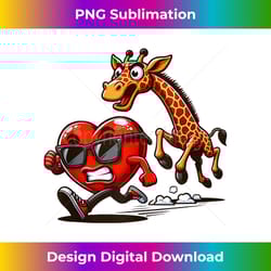 funny valentines day giraffe chasing heart - urban sublimation png design - spark your artistic genius