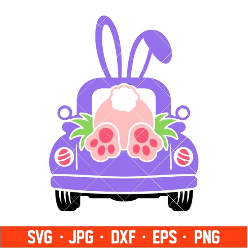 Easter Truck Rabbit Back Svg, Happy Easter Svg, Easter egg Svg, Spring Svg, Cricut, Silhouette Vector Cut File.jpg
