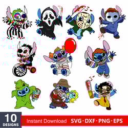 layered horror movie stitch svg bundle, instant download, bundle for cricut svg png dxf cut file