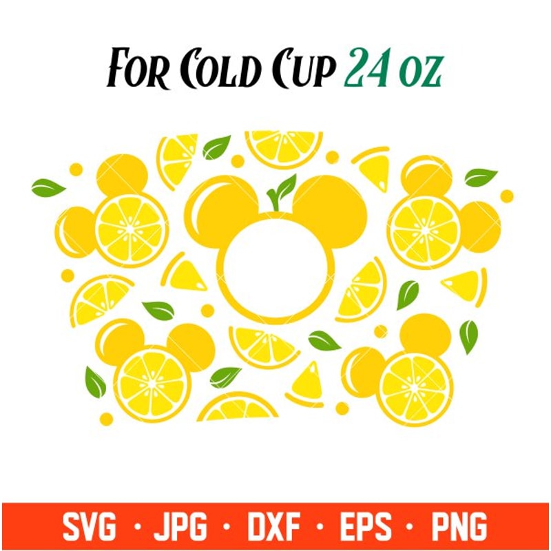 Lemon Mickey Mouse Full Wrap Svg, Starbucks Svg, Coffee Ring Svg, Cold Cup Svg, Cricut, Silhouette Vector Cut File.jpg
