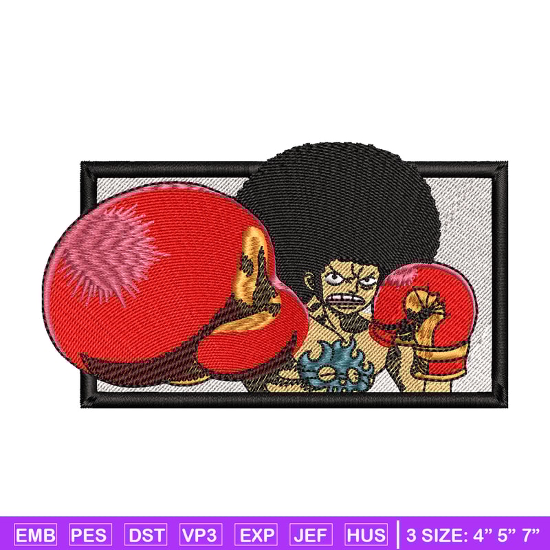 Afro Luffy embroidery design, One Piece embroidery, embroidery file, anime design, anime shirt, Digital download.jpg