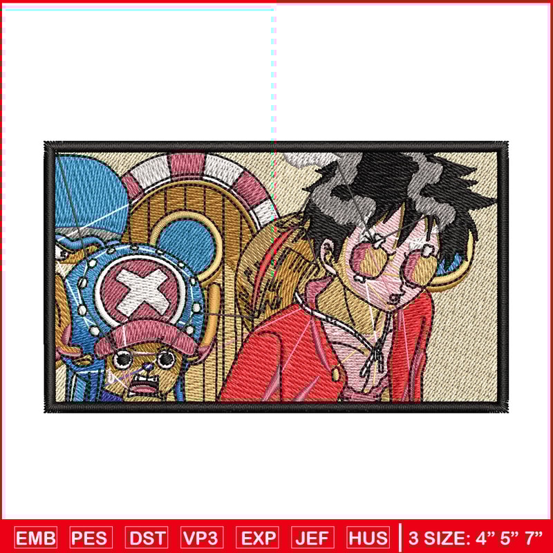 Luffy chopper embroidery design, One piece embroidery, Embroidery shirt, Embroidery file, Anime design, Digital download.jpg