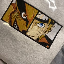 anime naturo embroidered shirt, naturo embroidery t-shirt