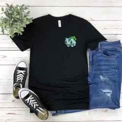 pokemon inspired cute bulbasaur embroidered shirt, pokemon t-shirt, bulbasaur pokemon