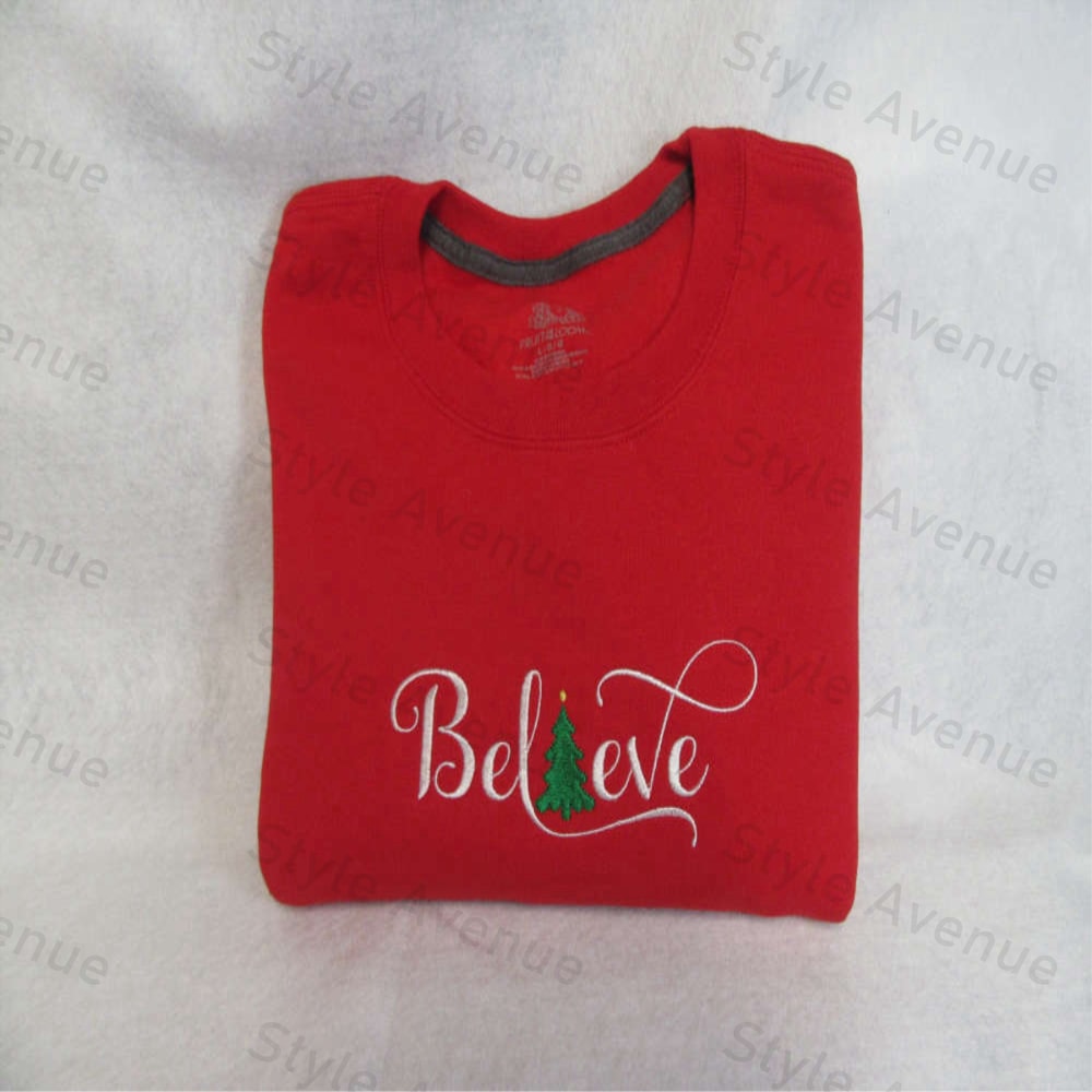 Believe Christmas Embroidered Sweatshirt 2D Crewneck Sweatshirt Gift For Family.jpg