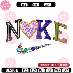nike heart color embroidery design, logo embroidery, nike design, embroidery shirt, embroidery file, digital download