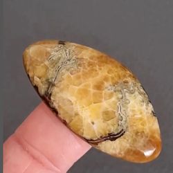rare high quality simbircite-ammonite with silver pyrite natural stone cabochon 42 x 21 x 8 mm , cabochon for jewelry