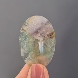 big high quality fluorite natural stone cabochon 46 x 31 x 7 mm, cabochon for jewelry, multi color fluorite, green,