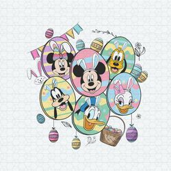 Mickey Friends With Bunny Ears Easter Eggs PNG