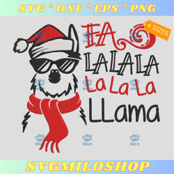 Christmas Llama Embroidery Design  Santa Llama Embroidery Design