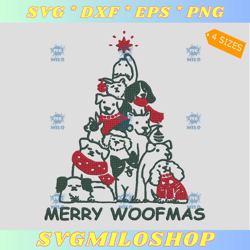 Merry Woofmas Embroidery Design  Christmas Dog Embroidery Design
