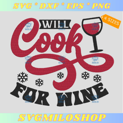 Will Cook For Wine Embroidery Design  Cook Wine Embroidery Design