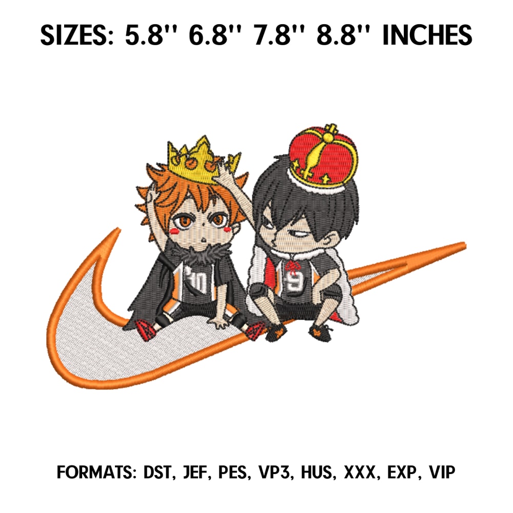Hinata and Tobio Embroidery design file pes. Haikyuu Anime Machine embroidery pattern, Anime Pes Design Brother.png