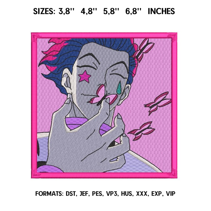 Hisoka Embroidery Design File Hunter x Hunter Anime Embroidery Design Machine Design Pes Dst. Hisoka Pink.png