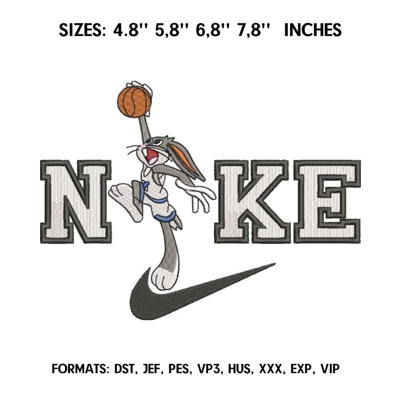 Nike Bugs Bunny Embroidery Design File Anime Embroidery Design Nike Logo Machine Embroidery Design Pes Dst 1.png