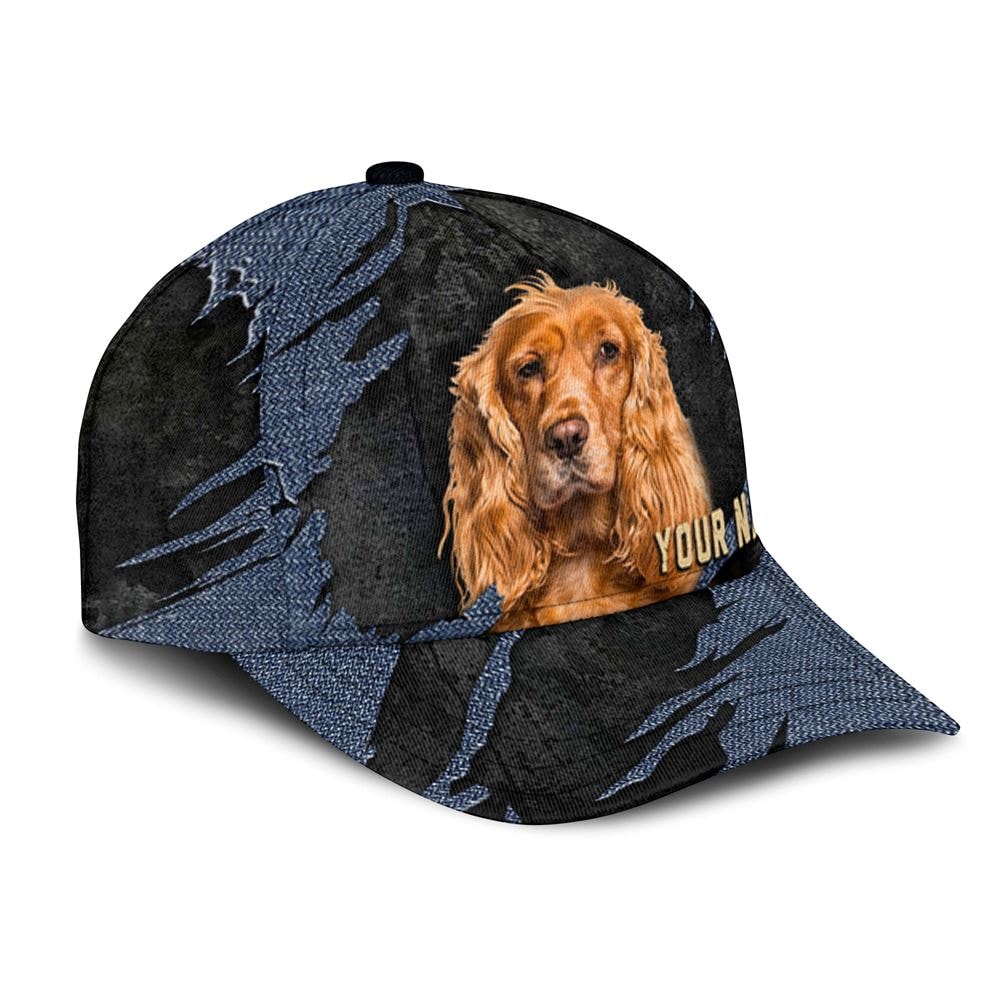 Cocker Spaniel Jean Background Custom Name & Photo Dog Cap - Classic Baseball Cap All Over Print - Gift For Dog Lovers 2.jpg