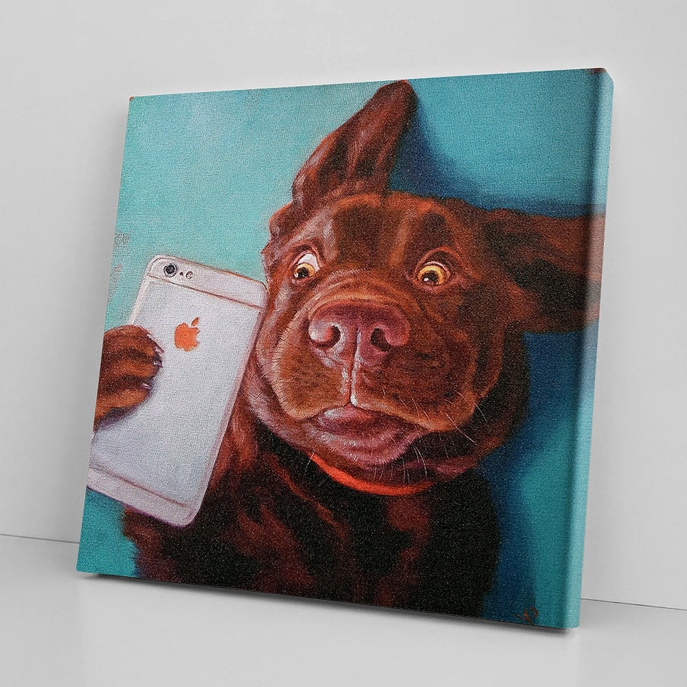 Dog Square Canvas - Dog Selfie - Canvas Prints - Canvas With Dogs On It - Dog Painting Posters - Dog Canvas Print - Furlidays.jpg