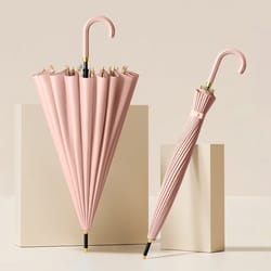 luxury windproof umbrella with strong ribs, long handle rain umbrella for women, semi-automatic golf, large waterproof