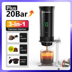 wireless electric portable espresso machine, 20bar 3-in-1 coffee maker for nespresso capsules, ground coffee, travel