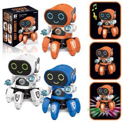 dance music 6 claws robot, octopus spider robot vehicle with led lights, singing, dancing toy for kids, birthday gift