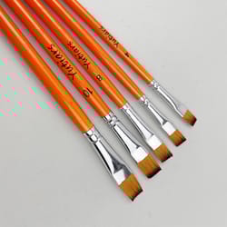 flat artist paint brush set 5pcs with wooden handles, premium synthetic nylon bristles for acrylic, oil, watercolor