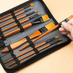 nylon hair watercolor paint brush pen set, wooden handle art brushes for acrylic oil painting, diy craft supplies