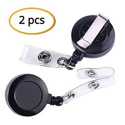 retractable badge reel, black id badge holder with belt clip, secure card clip for work access, office employee