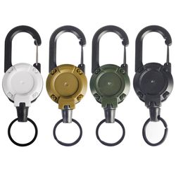 heavy duty retractable key chain, with steel wire rope, carabiner buckle, and key holder, for outdoor and multiple tool